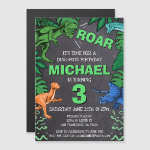 Dino Trex Jurassic Boy Dinosaur Birthday Magnetic Invitation