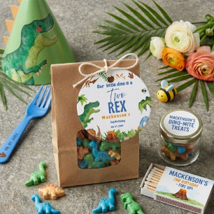 Dino Two rex 2nd boy Dinosaur birthday party Favour Tags