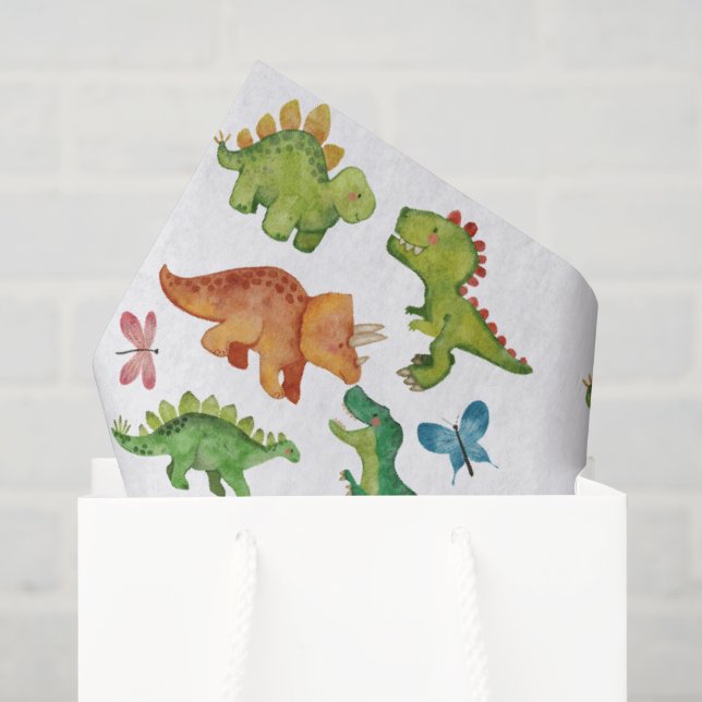 Dino Two rex 2nd boy Dinosaur birthday party Tissue Paper (Gift Bag)