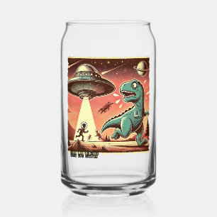 Dino UFO Selfie: Vintage Panic (Mug, glass, cup) Can Glass