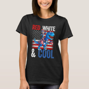 Dino Uncle Sam 4th Of July Boys American Flag Red T-Shirt