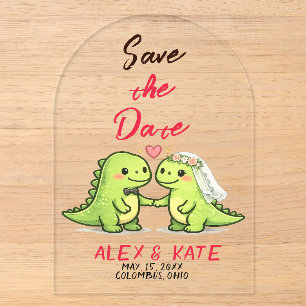 Dino Wedding Save the Date Acrylic Invitations