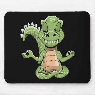 Dino Yoga Dinosaur Dragon Meditating T-rex Yogasau Mouse Pad