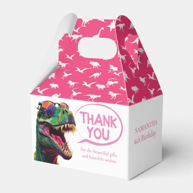 Dinoasur Cool Pink Girl Favour Box (Front Side)