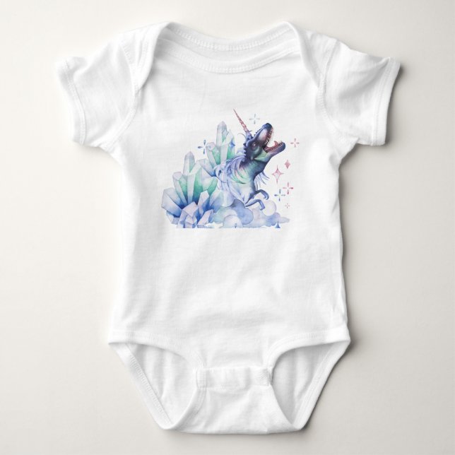 Dinocorn Baby | Crystal Fantasy Dinosaur Unicorn Bodysuit (Front)