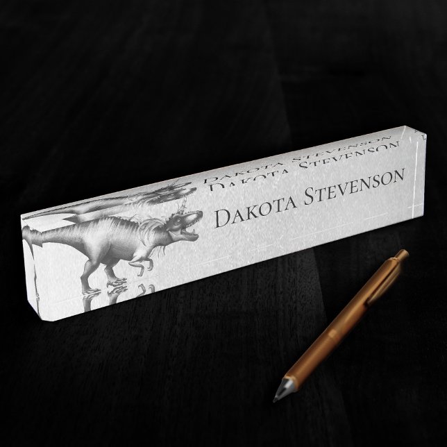 Dinocorn Chrome | Silver Unicorn Horned Dinosaur Nameplate (Creator Uploaded)