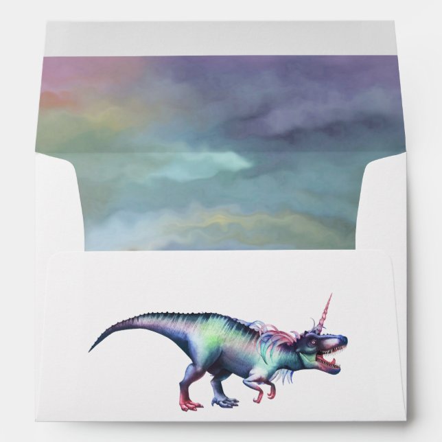Dinocorn Party | Roaring Magical Unicorn Dinosaur Envelope (Back (Bottom))