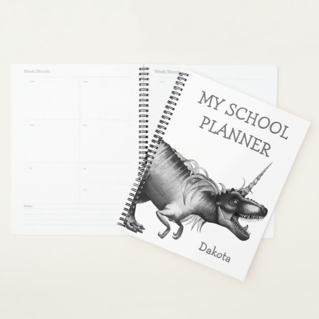 Dinocorn Silver | Chrome Unicorn Dinosaur School Planner (Display)