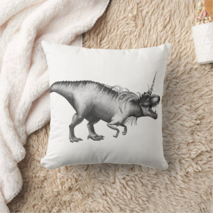 Dinocorn Silver Fantasy Unicorn Horned Dinosaur Cushion