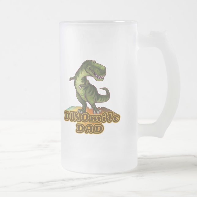 Dinomite Dad Frosted Glass Beer Mug (Right)