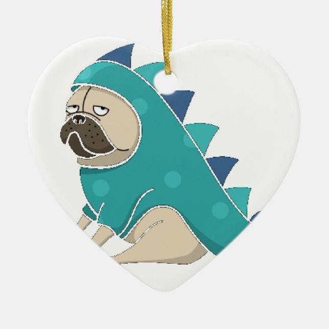 dinopug ceramic tree decoration (Front)