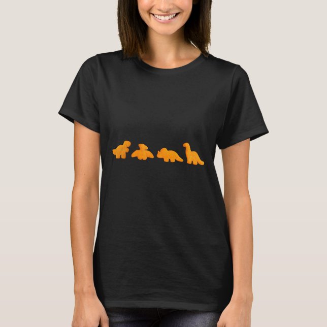 Dinos Chicken Nuggets Pattern _ Funny Realistic Di T-Shirt (Front)