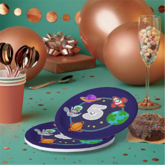 Dinos in Space Paper Plate