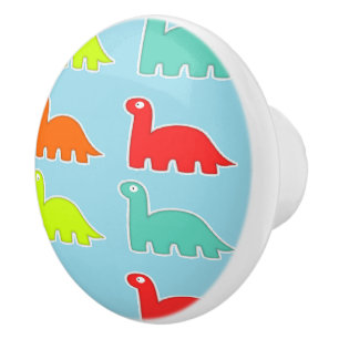 Dinos on blue ceramic knob