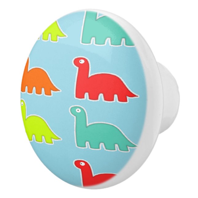 Dinos on blue ceramic knob (Right)
