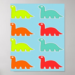 Dinos on blue poster