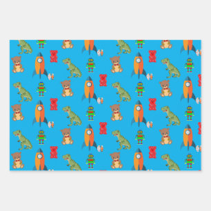Dinos, Rockets and Bears Wrapping Paper