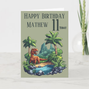 Dinosaur 11 Year Old Birthday Card