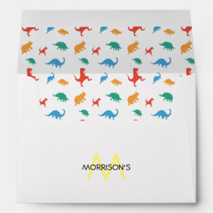 Dinosaur 1st Birthday Colourful Monogram Invitatio Envelope