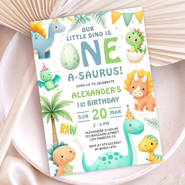 Dinosaur 1st Birthday Cute Dino Party Invitation  (Creator Uploaded)