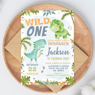 Dinosaur 1st Birthday Invitation Dino Theme Party