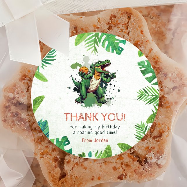 Dinosaur 1st Birthday Party Classic Round Sticker (Creator Uploaded)