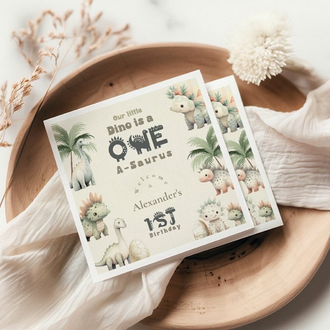 Dinosaur 1st Birthday Party Napkin (Creator Uploaded)