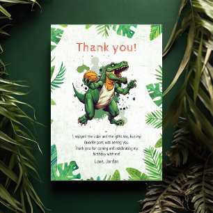 Dinosaur 1st Birthday Party Thank You Card