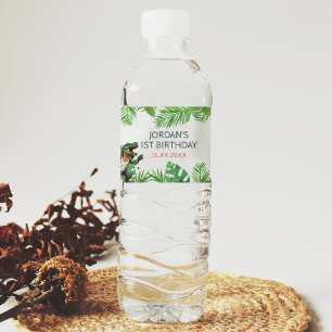Dinosaur 1st Birthday Party Water Bottle Label