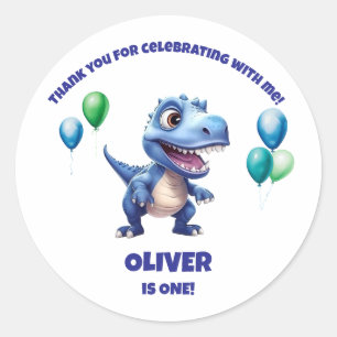 Dinosaur 1st Birthday Thank You Sticker Boy