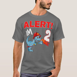 Dinosaur 2 Year Old 2nd Birthday Boy Firefighter T-Shirt