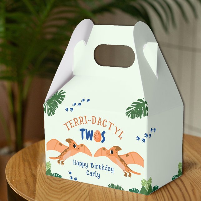 Dinosaur 2nd Birthday Funny Green Pterodactyl  Favour Box (Dinosaur 2nd Birthday Funny Green Pterodactyl Favor Boxes
)