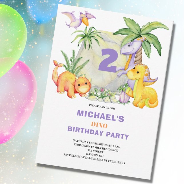 Dinosaur 2nd Birthday Invitation (Creator Uploaded)