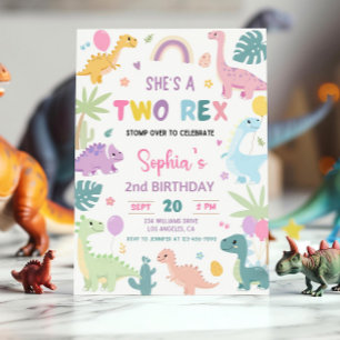 Dinosaur 2nd Birthday Invitation,EDITABLE Two Rex  Invitation