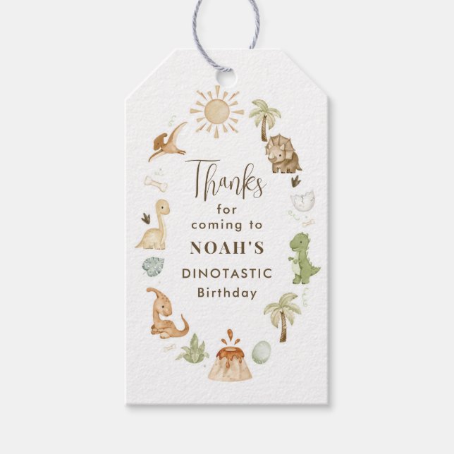 Dinosaur 2nd Birthday Party Favour Tag (Front)