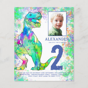 Dinosaur 2nd Birthday Party Photo Budget Flyer