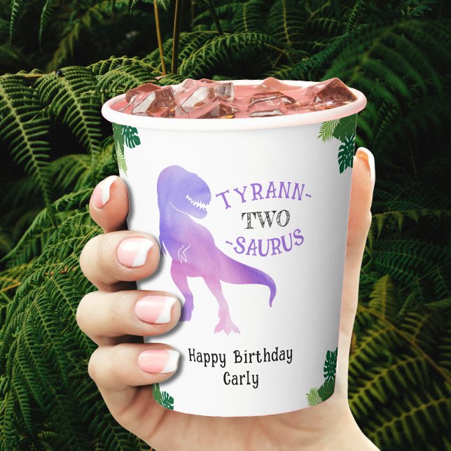 Dinosaur 2nd Birthday Purple Tyrannosaurus Rex Paper Cups (Dinosaur 2nd Birthday Purple Tyrannosaurus Rex Paper Cups
)