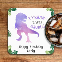 Dinosaur 2nd Birthday Purple Tyrannosaurus Rex