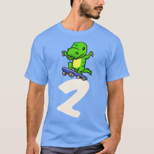 Dinosaur 2nd Birthday Skateboard Kids Boys Gifts T-Shirt