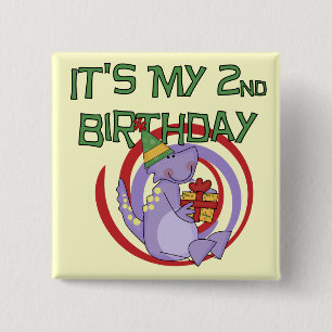 Dinosaur 2nd Birthday Tshirts and Gifts 15 Cm Square Badge
