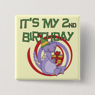 Dinosaur 2nd Birthday Tshirts and Gifts 15 Cm Square Badge