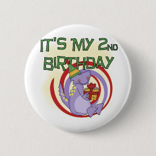 Dinosaur 2nd Birthday Tshirts and Gifts 6 Cm Round Badge