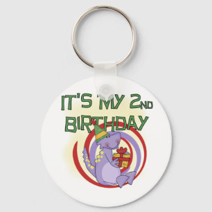 Dinosaur 2nd Birthday Tshirts and Gifts Key Ring