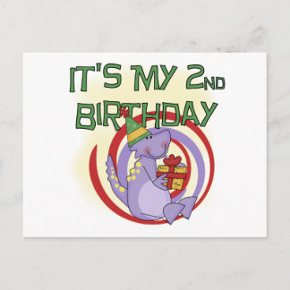 Dinosaur 2nd Birthday Tshirts and Gifts Postcard