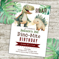 Dinosaur 2nd Birthday Watercolor