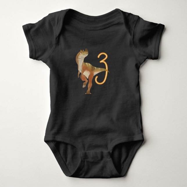 Dinosaur 3rd birthday    baby bodysuit (Front)