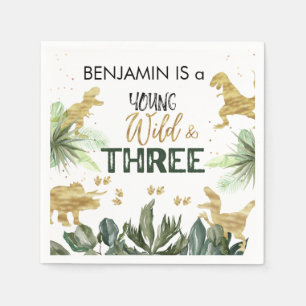 Dinosaur 3rd Birthday boy Party Napkin