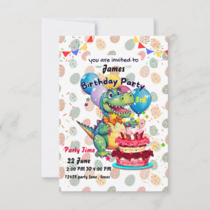  Dinosaur 3rd Birthday invitation
