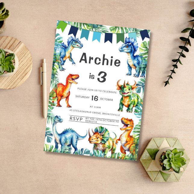 Dinosaur 3rd Birthday Invitation (Creator Uploaded)