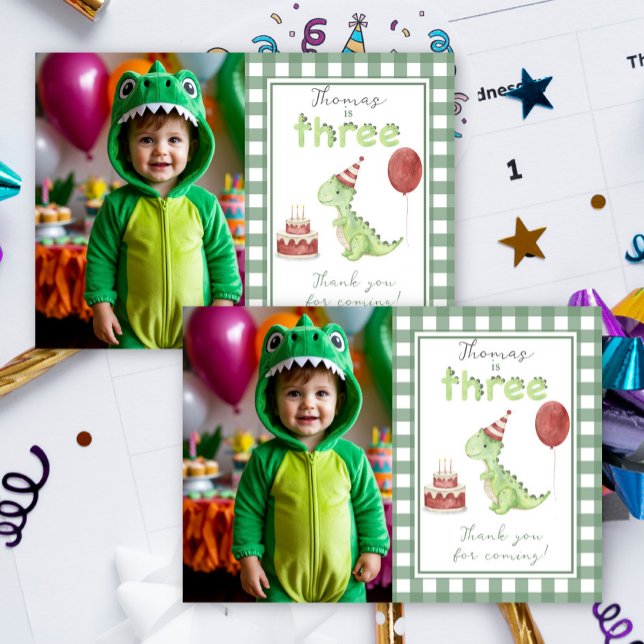 Dinosaur 3rd Birthday thank You Card (Creator Uploaded)